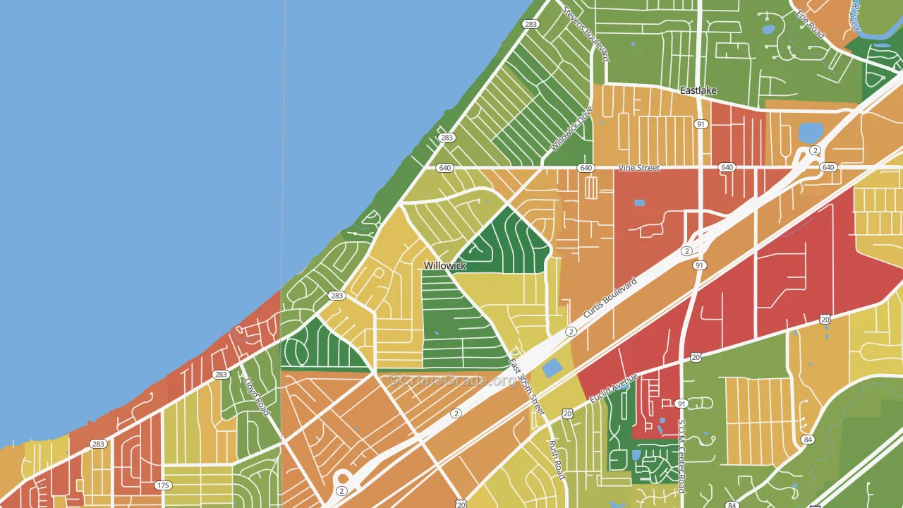 Willowick, OH Map of Theft Rates