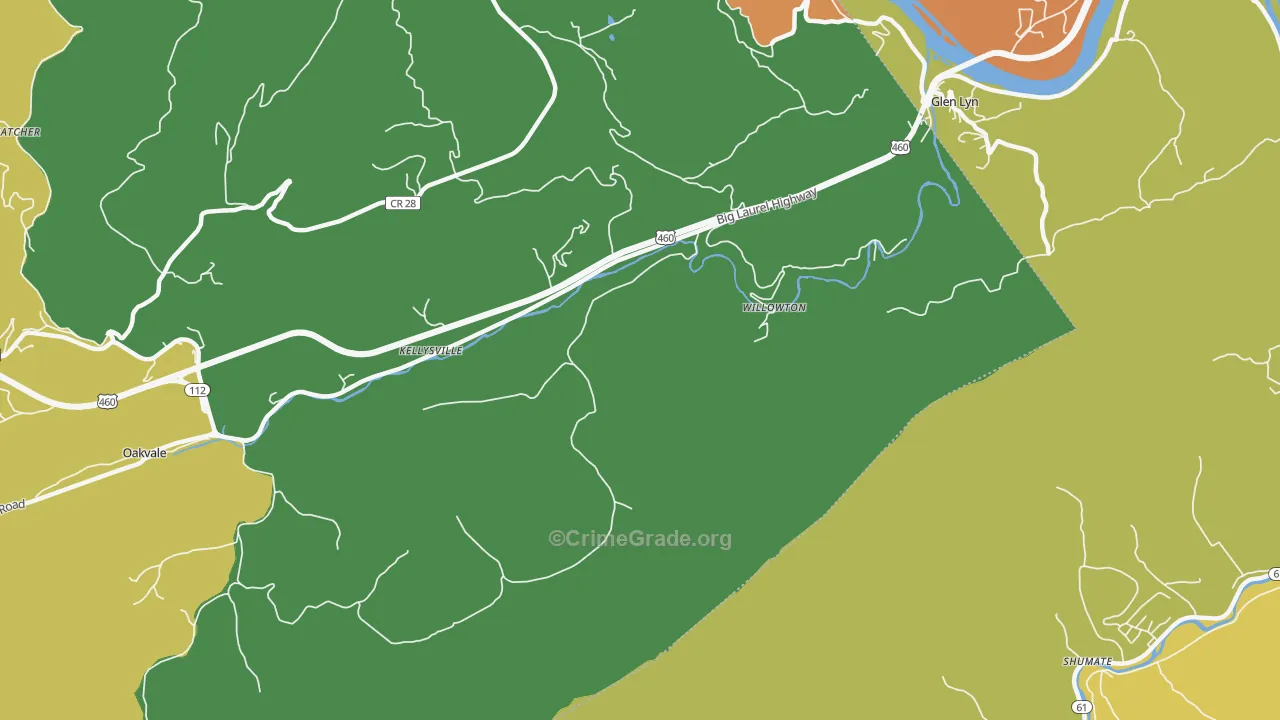 Willowton, WV Map of Theft Rates