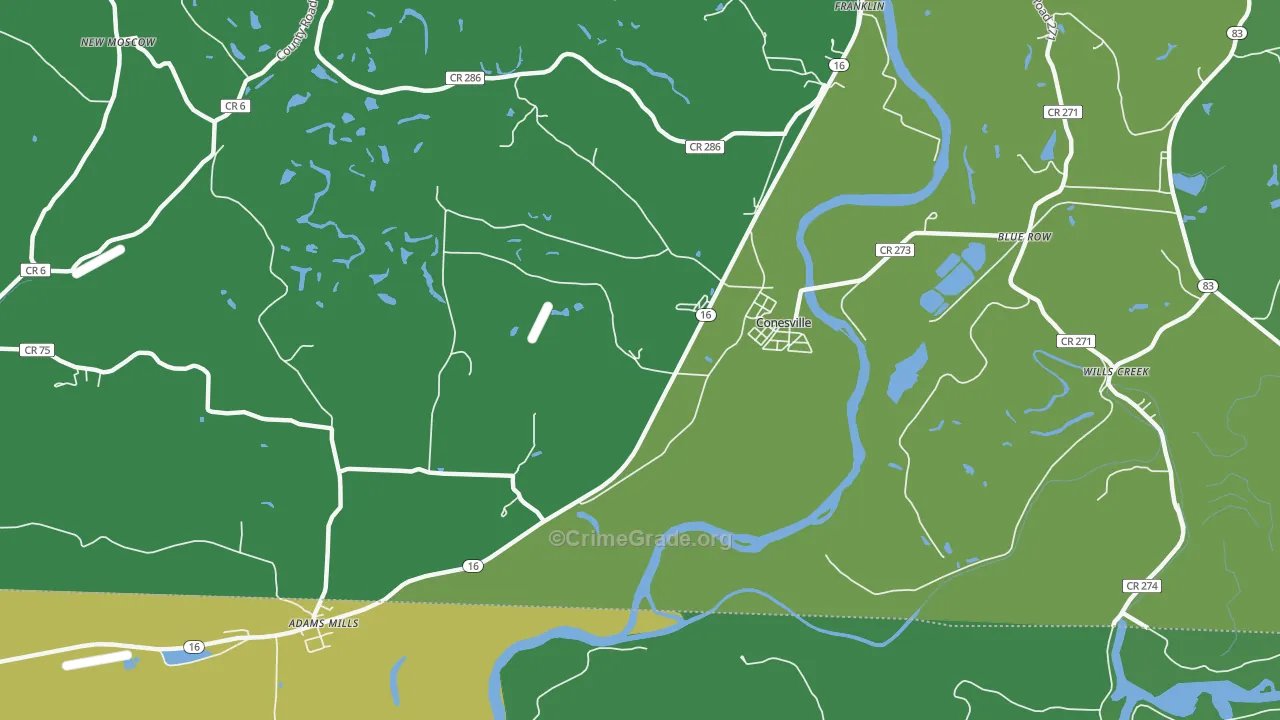Wills Creek, OH Map of Theft Rates