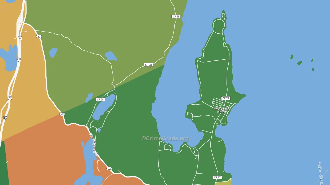 Willsboro Point, NY Map of Theft Rates