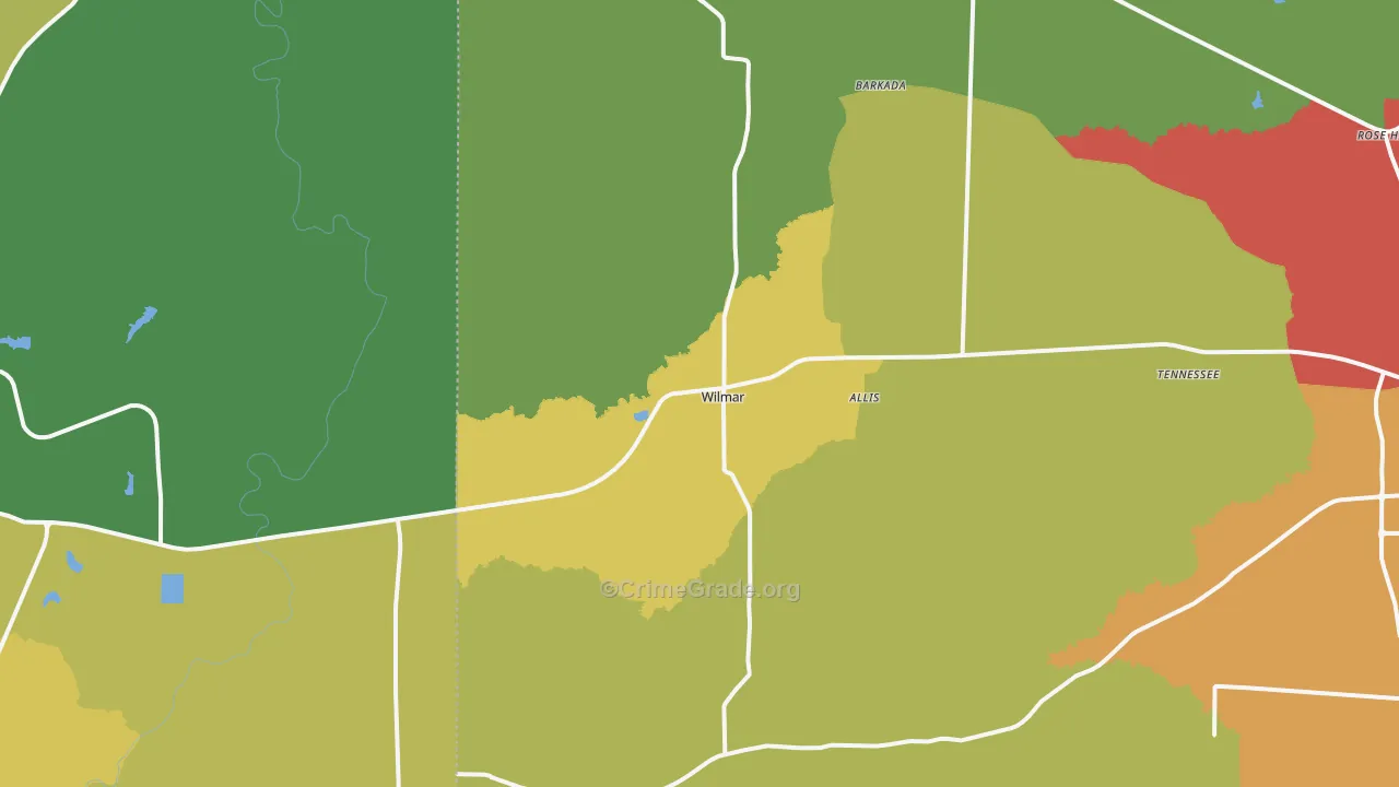 Wilmar, AR Map of Theft Rates