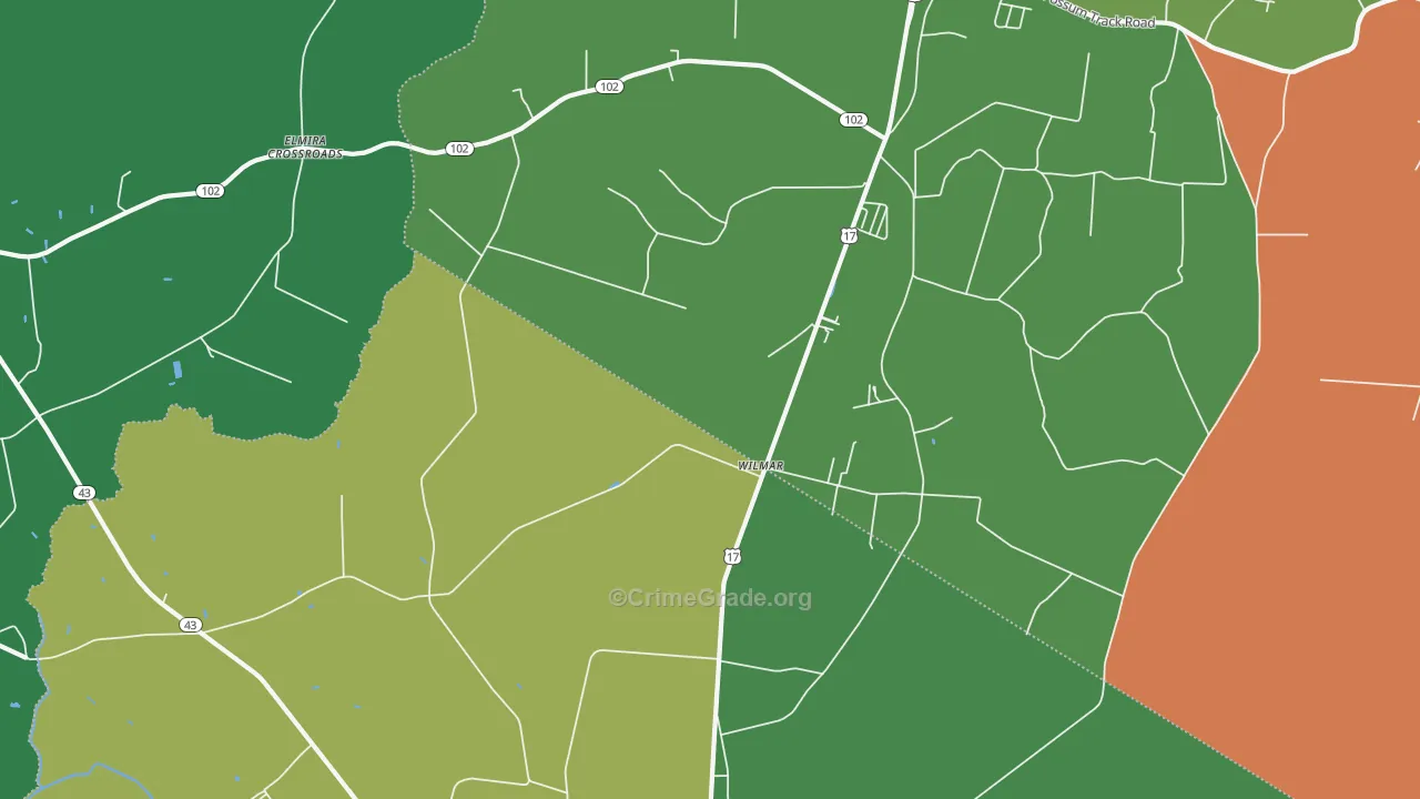 Wilmar, NC Map of Theft Rates