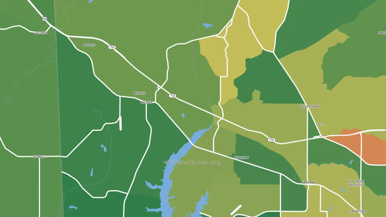 Wilmer, AL Map of Theft Rates