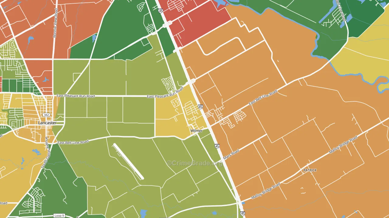Wilmer, TX Map of Theft Rates