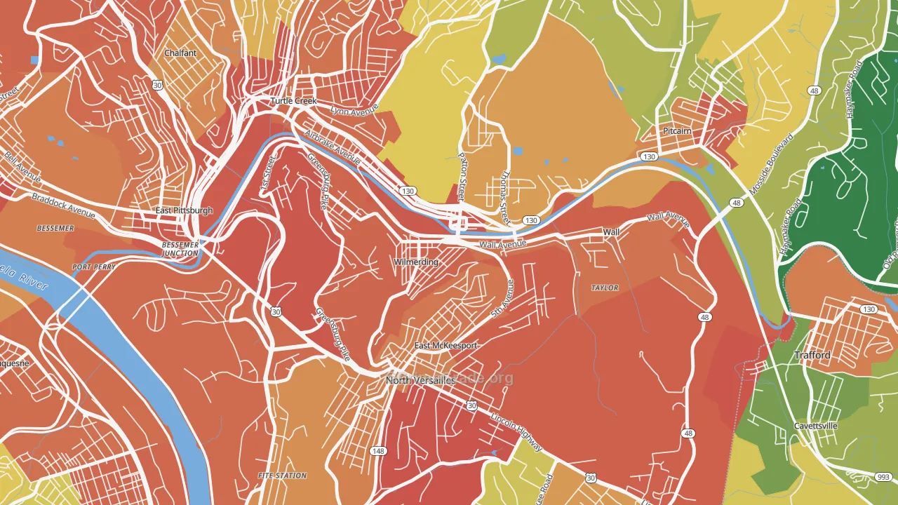 Wilmerding, PA Map of Theft Rates