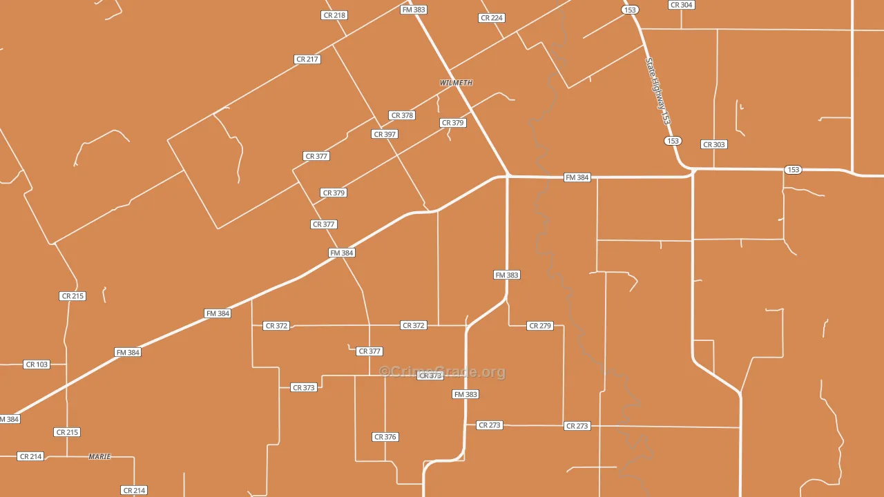 Wilmeth, TX Map of Theft Rates