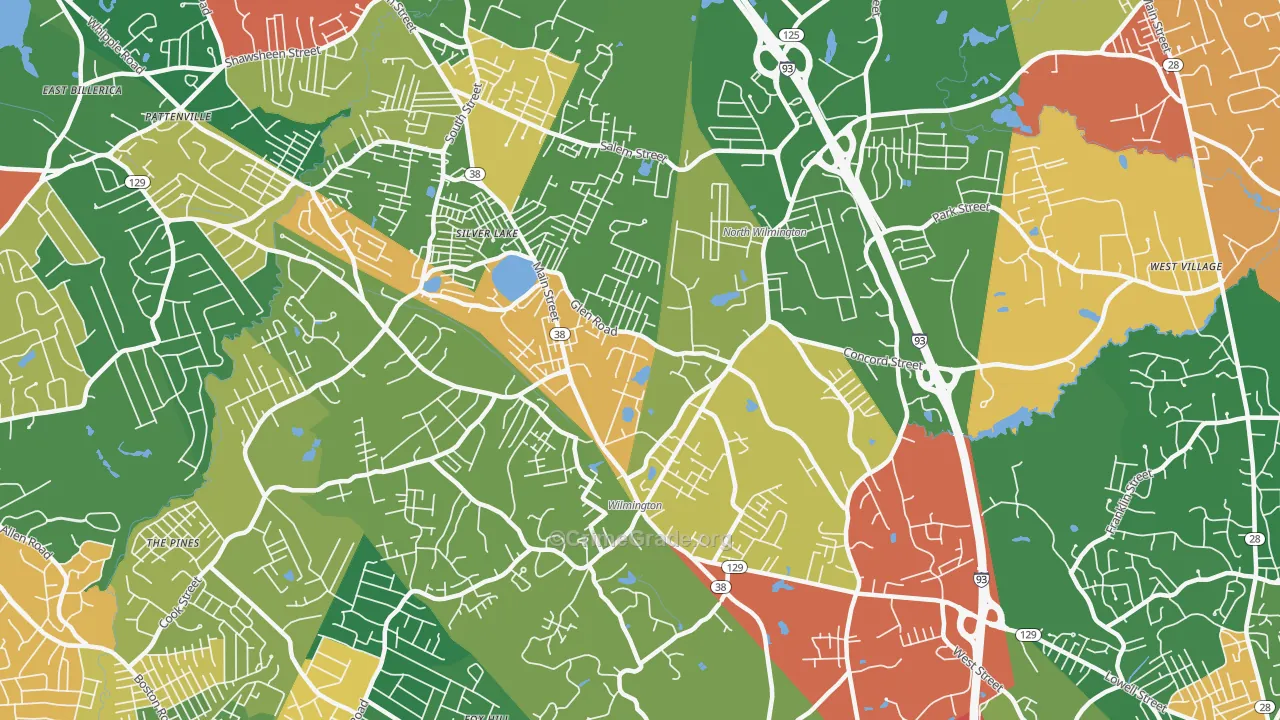 Wilmington, MA Map of Theft Rates