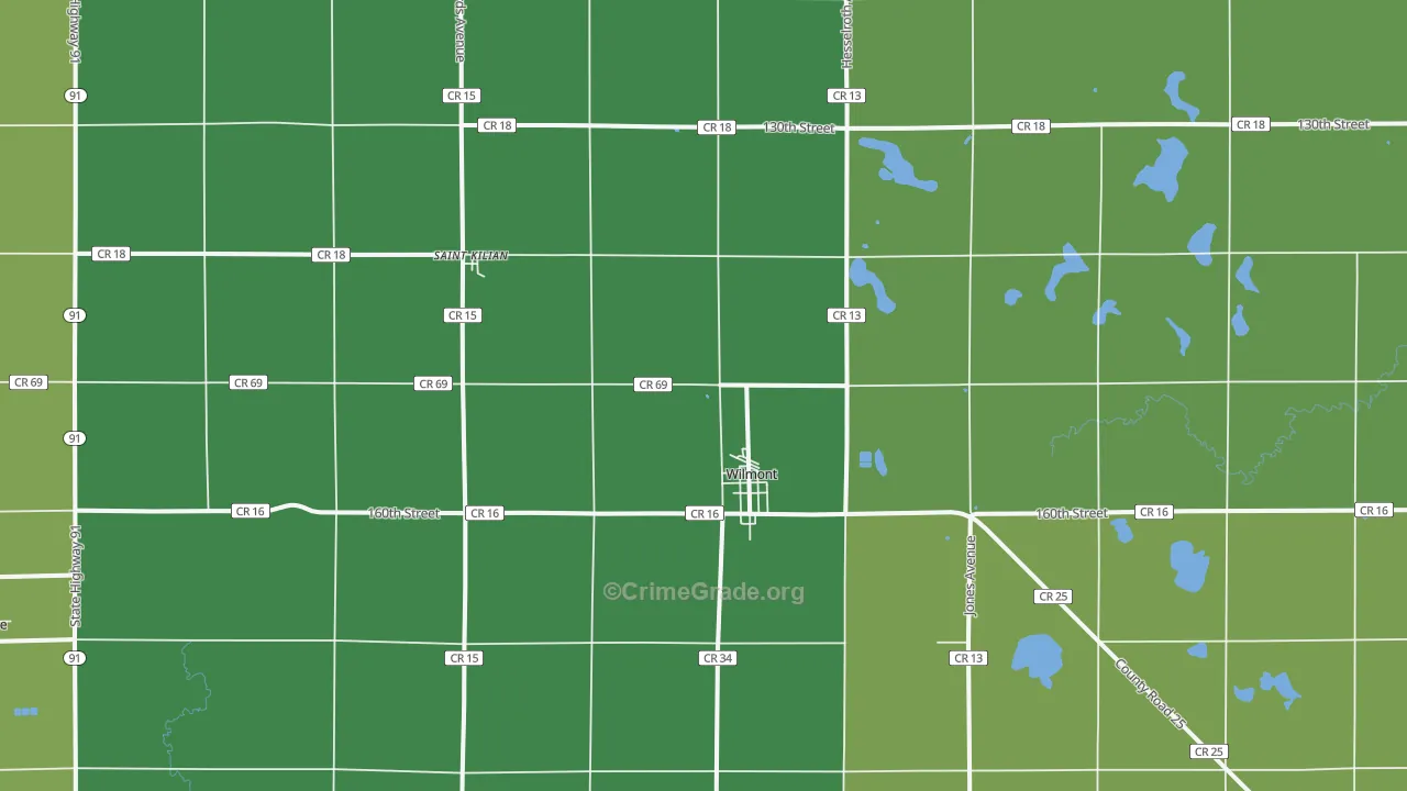 Wilmont, MN Map of Theft Rates