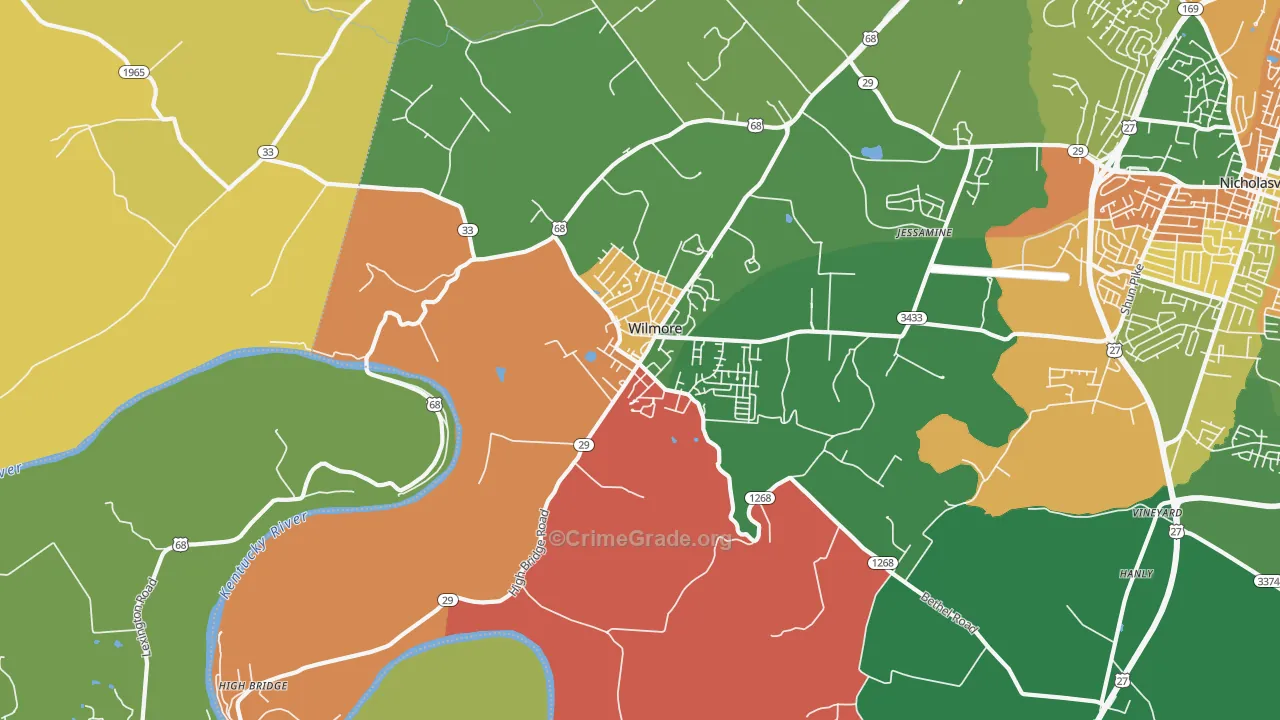 Wilmore, KY Map of Theft Rates