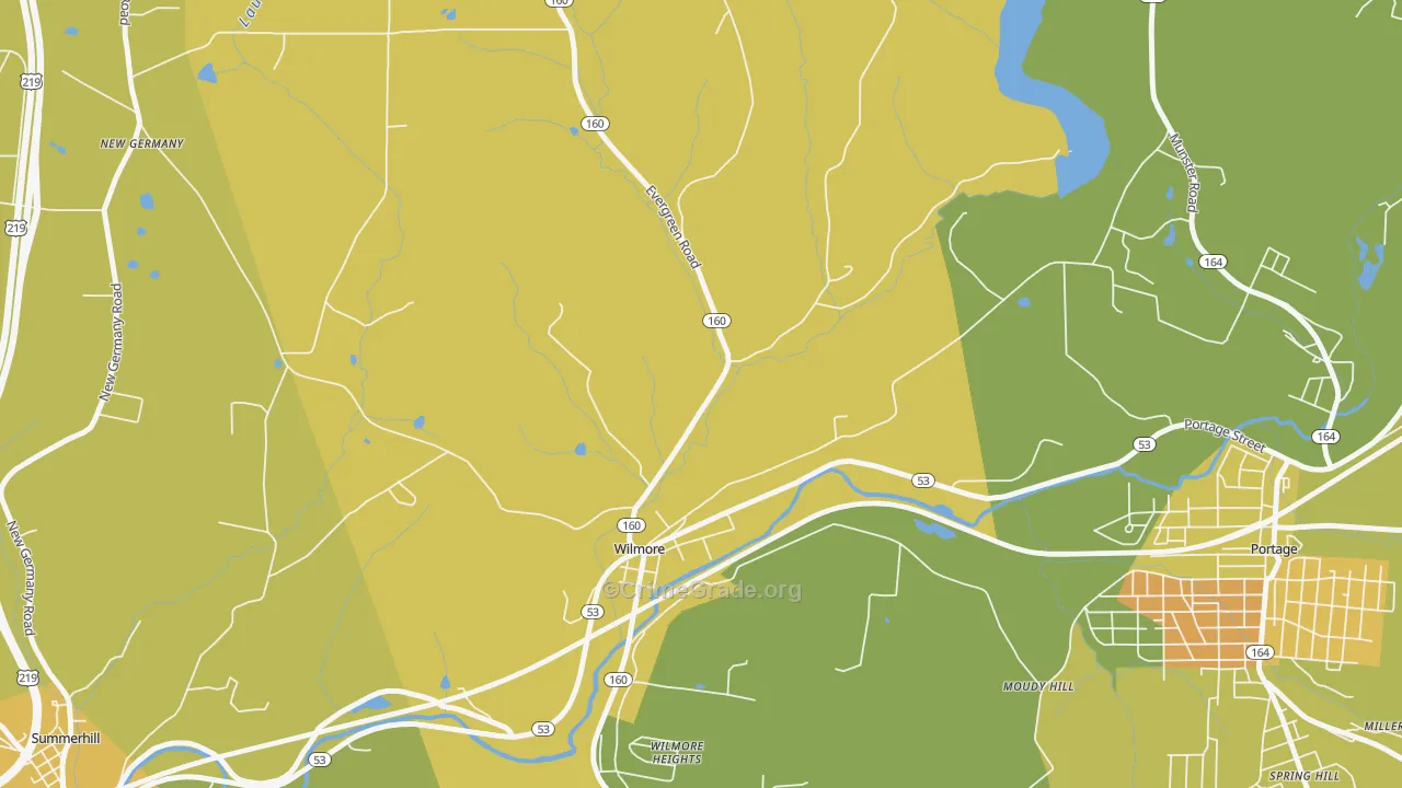 Wilmore, PA Map of Theft Rates