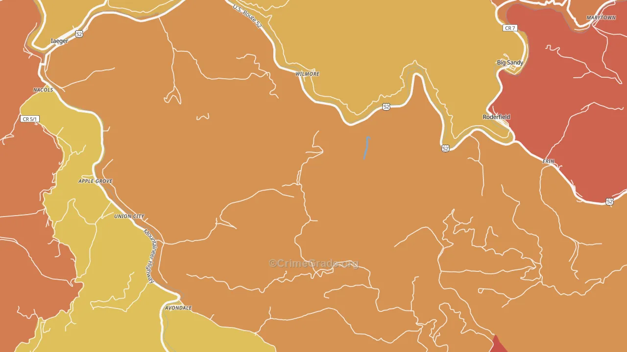 Wilmore, WV Map of Theft Rates