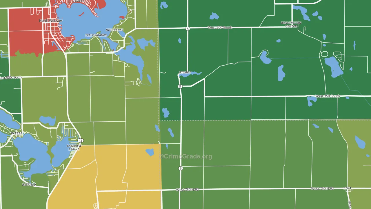 Wilmot, IN Map of Theft Rates