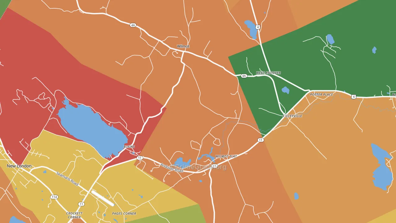 Wilmot, NH Map of Theft Rates
