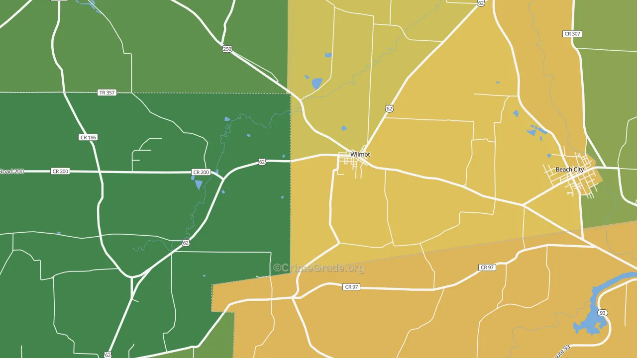 Wilmot, OH Map of Theft Rates