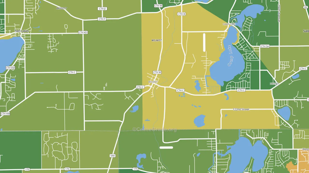 Wilmot, WI Map of Theft Rates