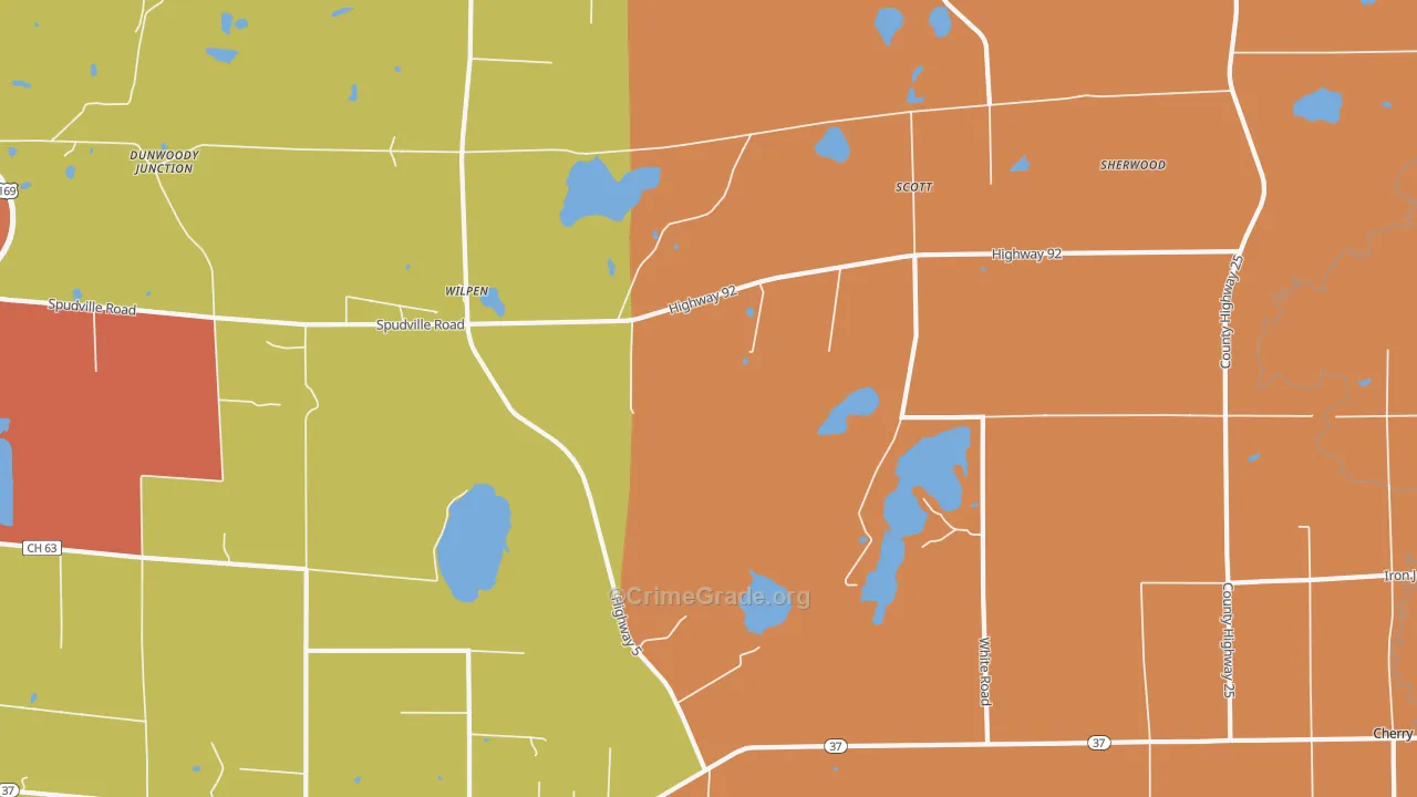 Wilpen, MN Map of Theft Rates