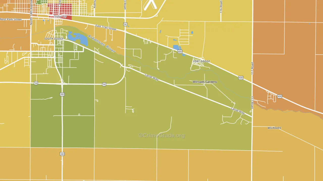 Wilroads Gardens, KS Map of Theft Rates