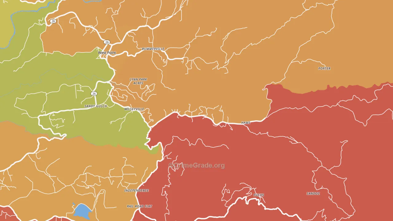 Wilseyville, CA Map of Theft Rates
