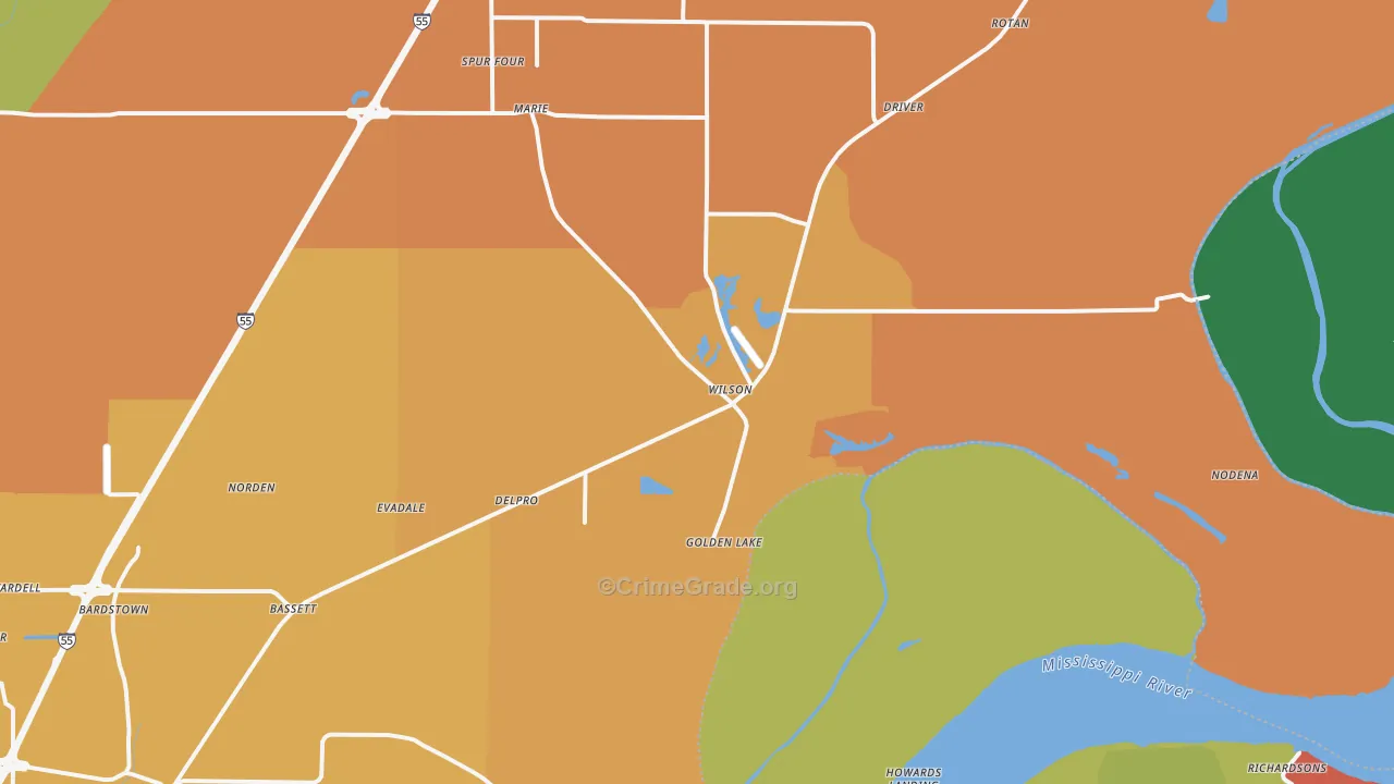Wilson, AR Map of Theft Rates