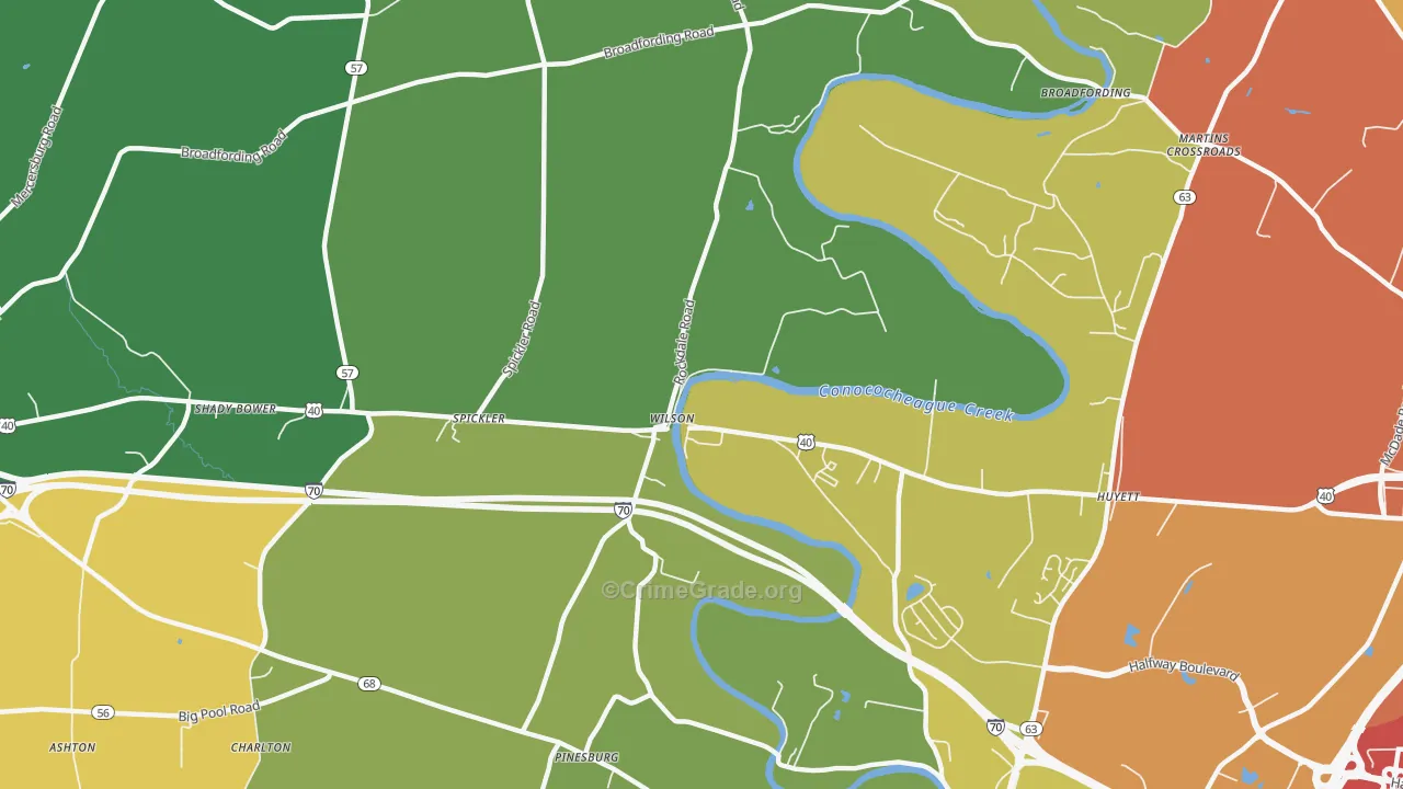 Wilson-Conococheague, MD Map of Theft Rates