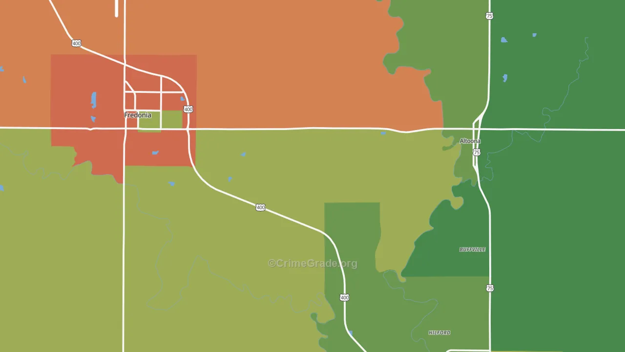Wilson County, KS Map of Theft Rates