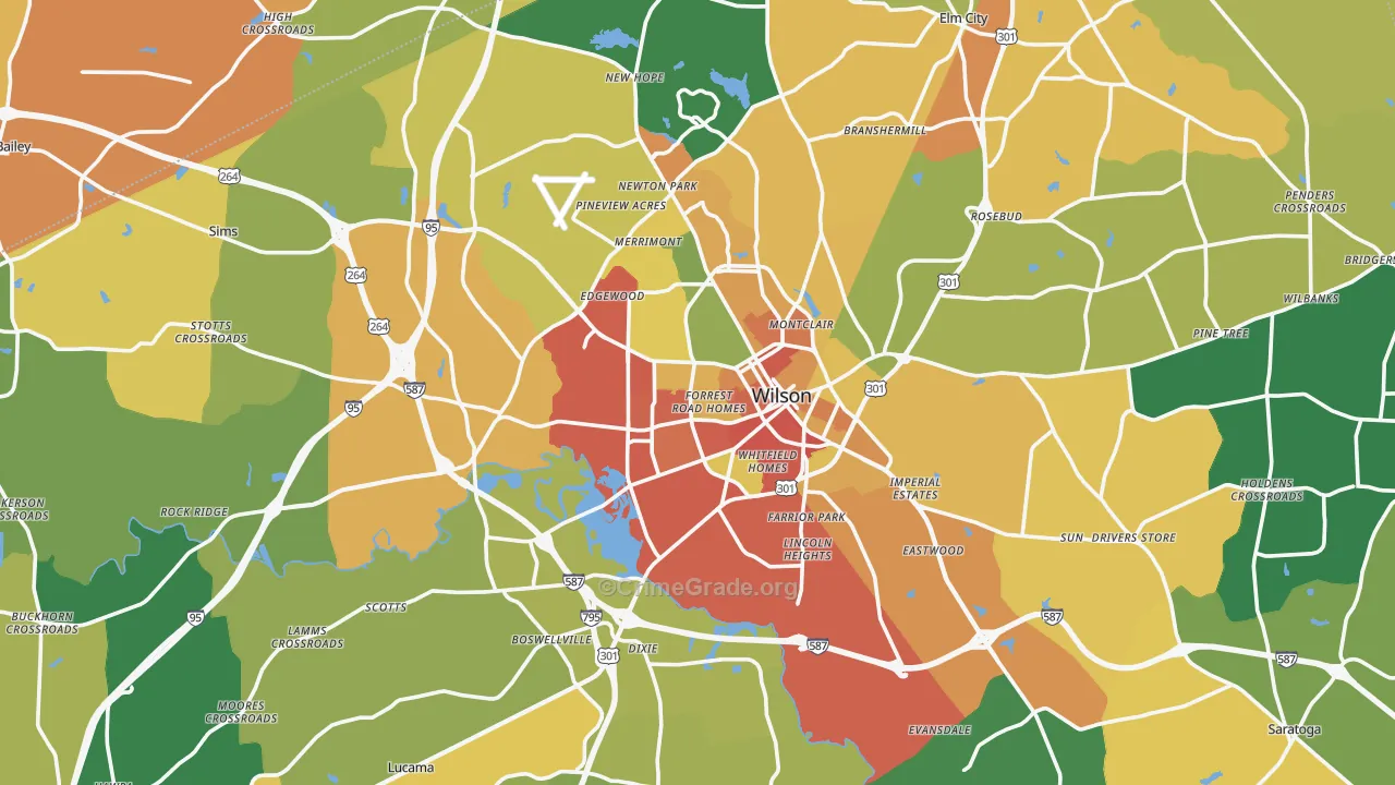 Wilson County, NC Map of Theft Rates