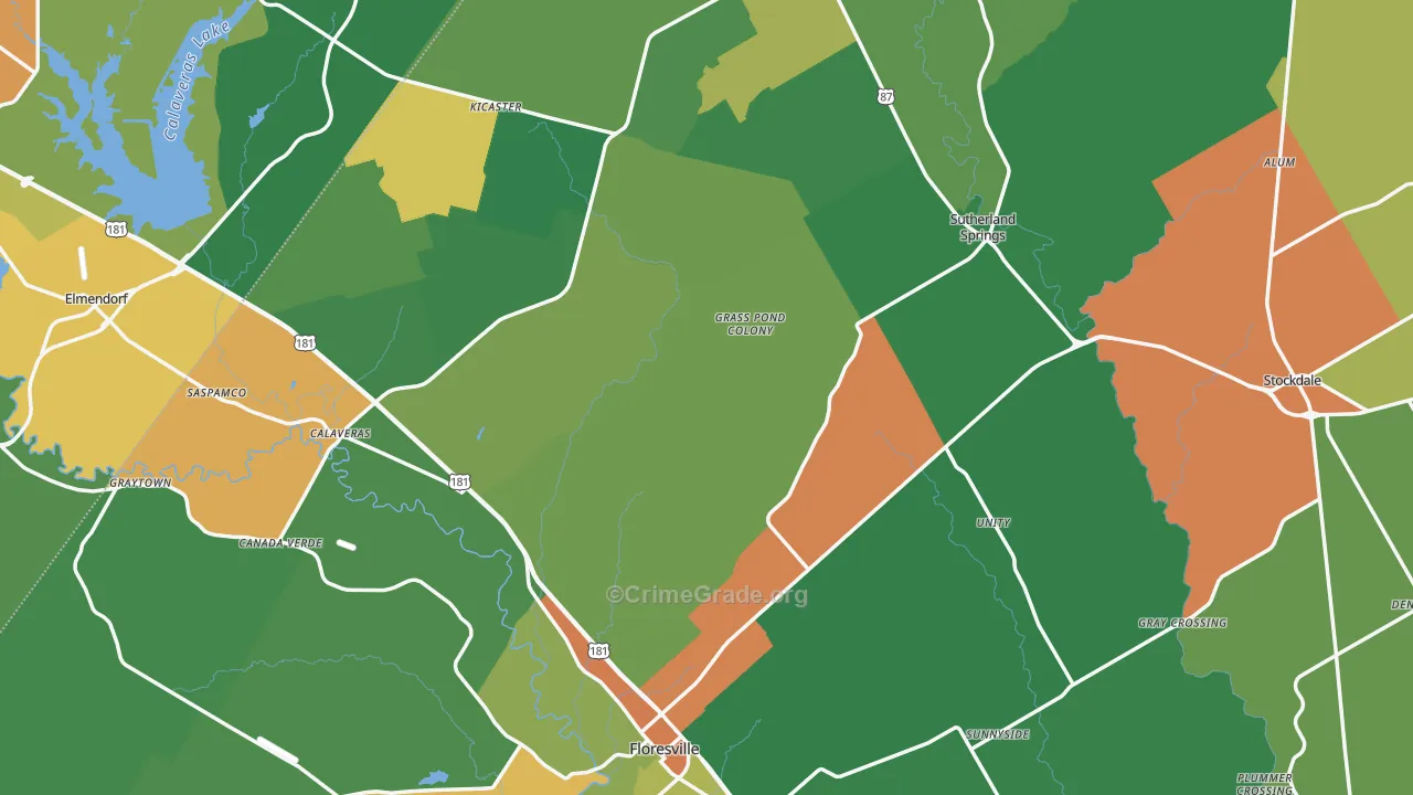 Wilson County, TX Map of Theft Rates