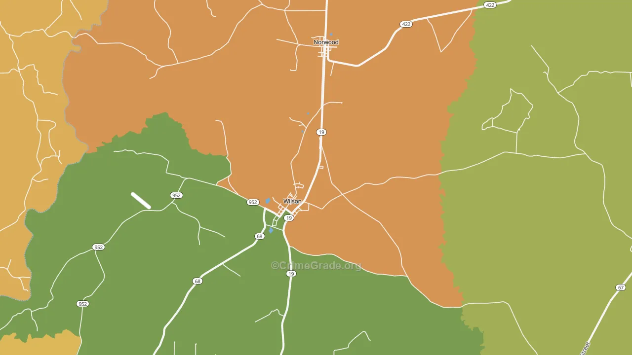 Wilson, LA Map of Theft Rates