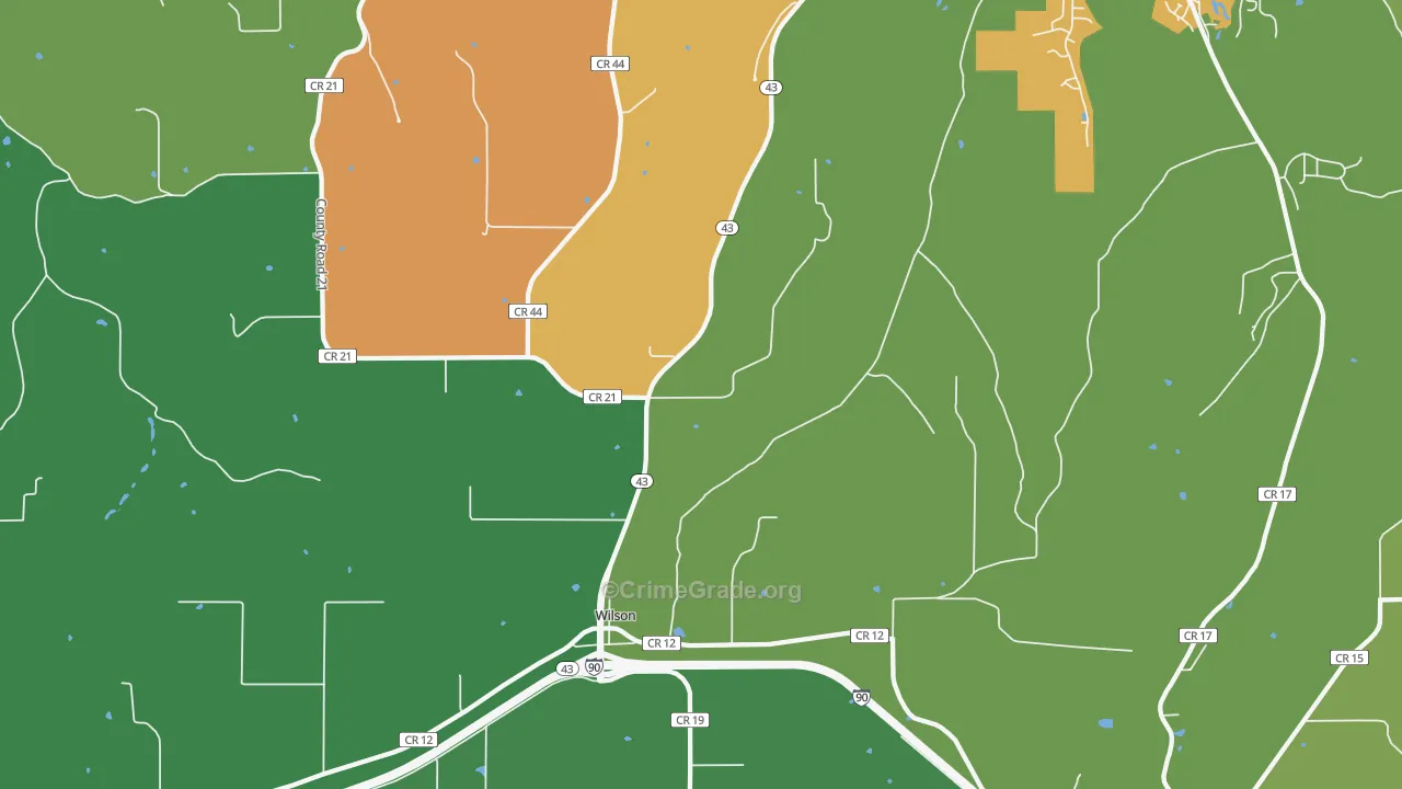 Wilson, MN Map of Theft Rates