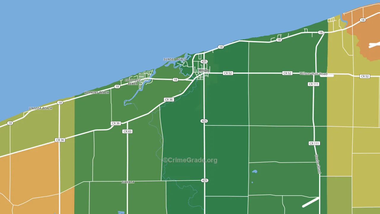 Wilson, NY Map of Theft Rates