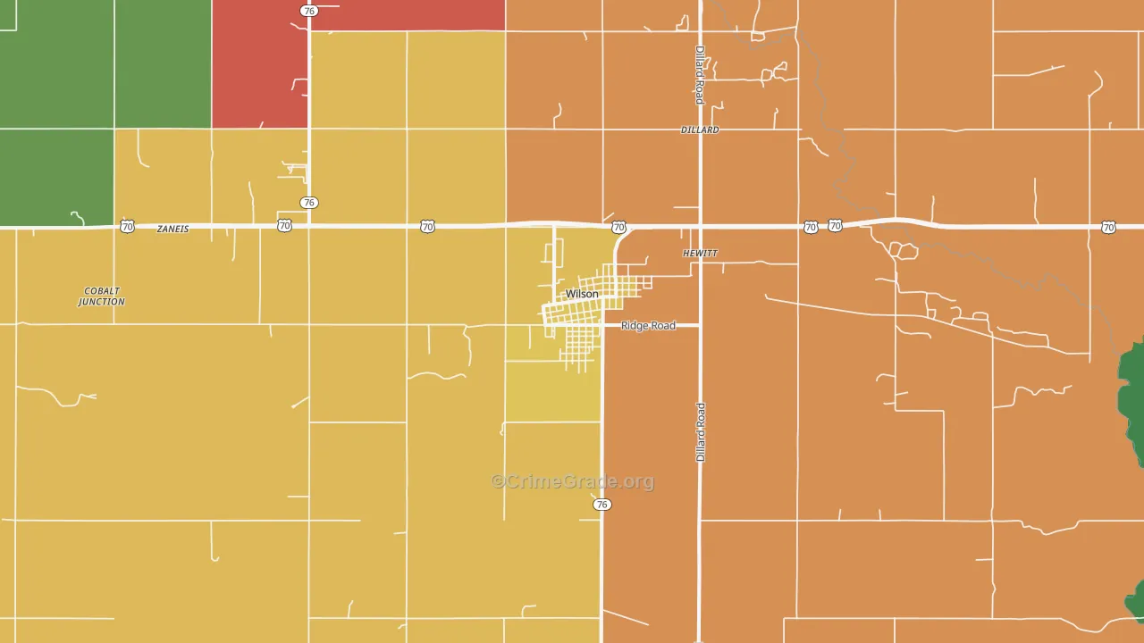 Wilson, OK Map of Theft Rates