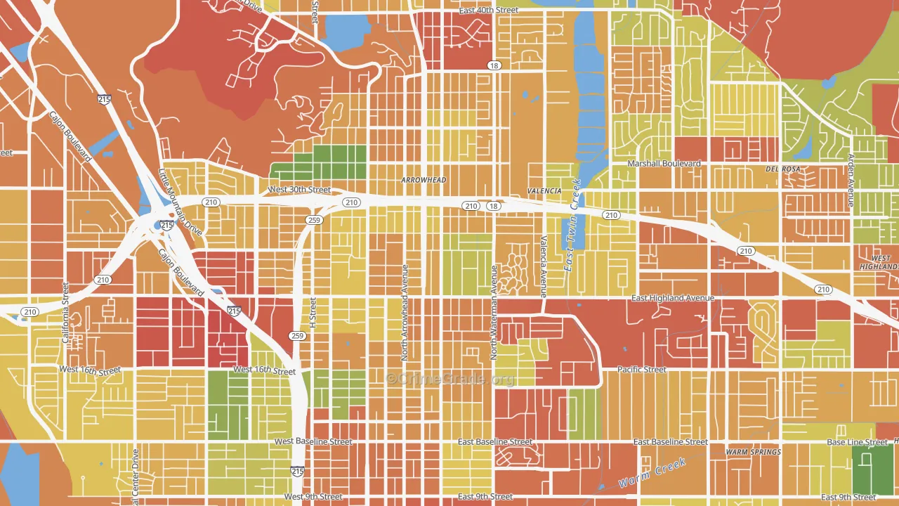 Wilson-Riverside, San Bernardino, CA Map of Theft Rates