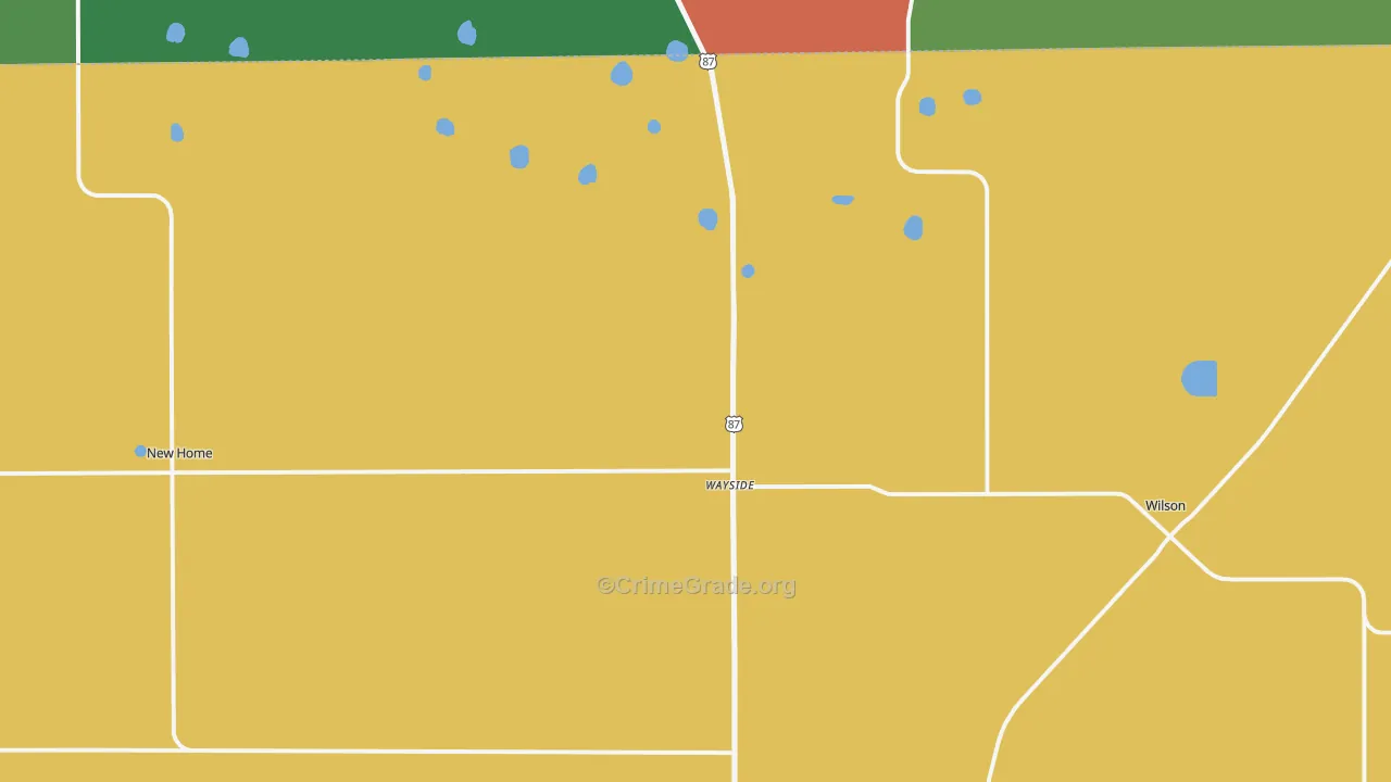 Wilson, TX Map of Theft Rates
