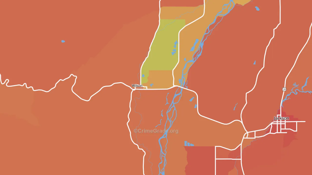 Wilson, WY Map of Theft Rates