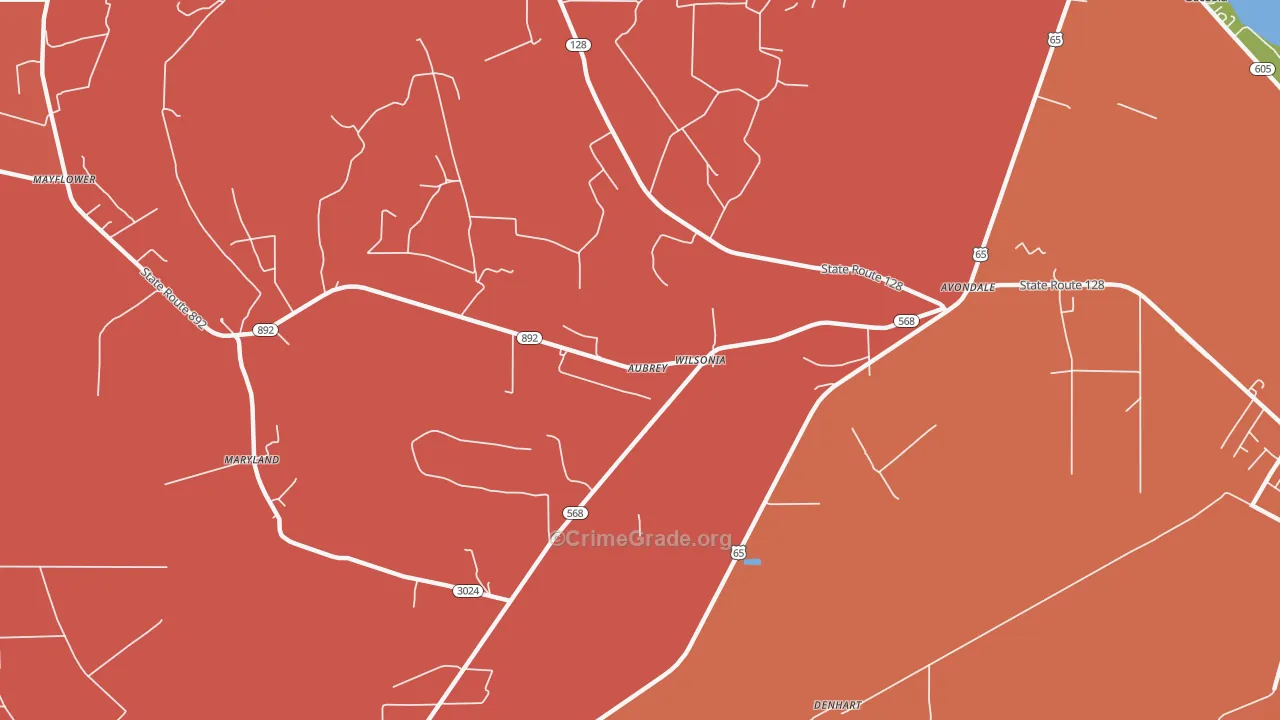 Wilsonia, LA Map of Theft Rates