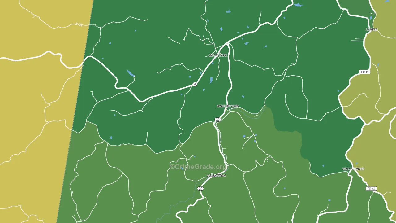 Wilsontown, WV Map of Theft Rates