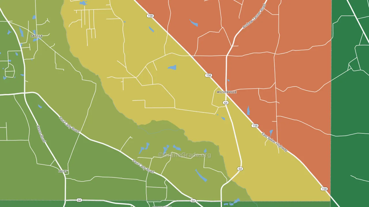 Wilsonville, GA Map of Theft Rates