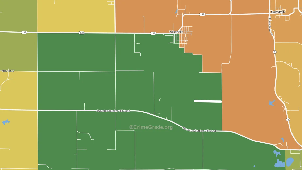 Wilsonville, IL Map of Theft Rates
