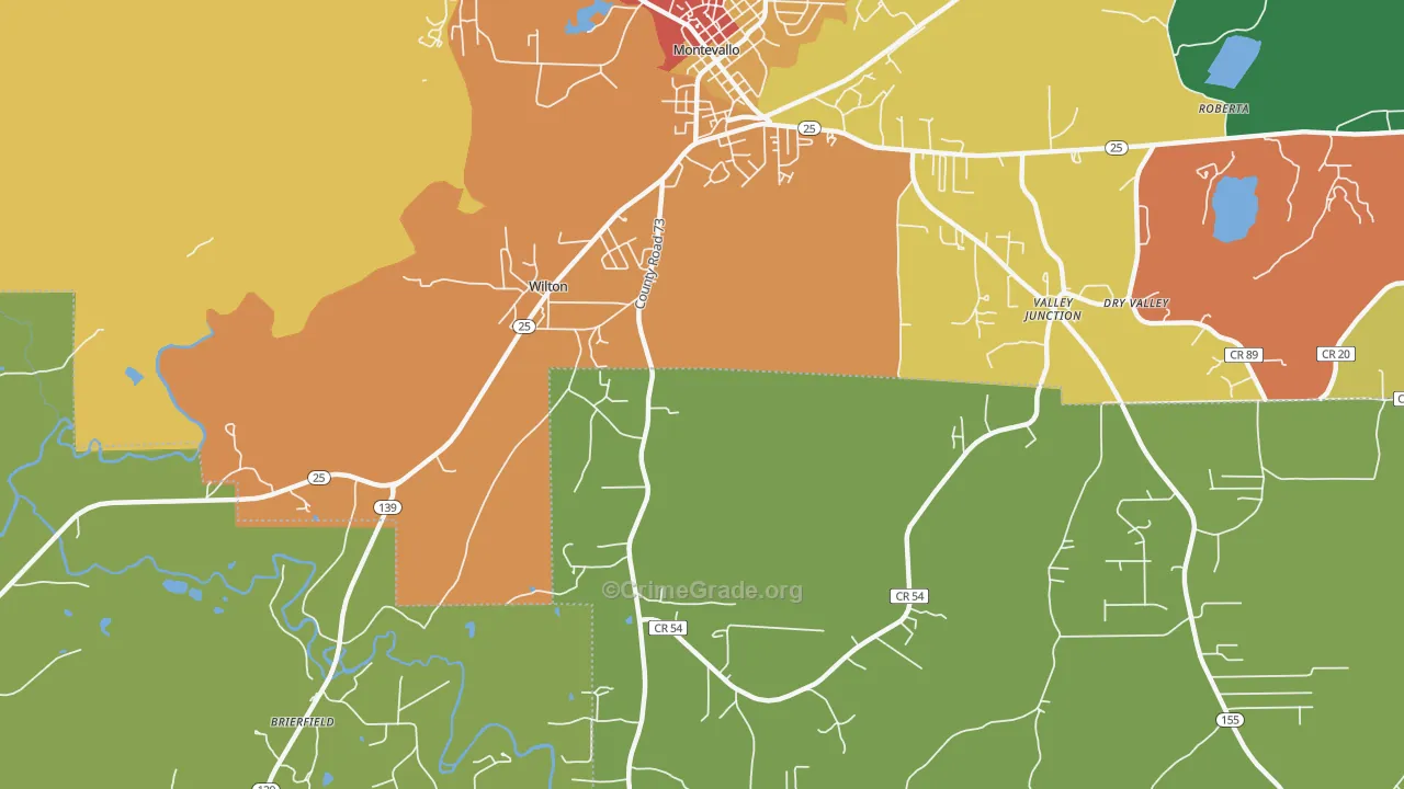 Wilton, AL Map of Theft Rates