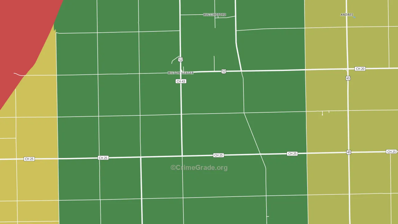 Wilton Center, IL Map of Theft Rates
