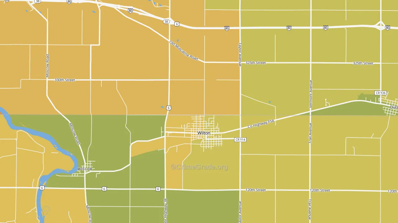 Wilton, IA Map of Theft Rates