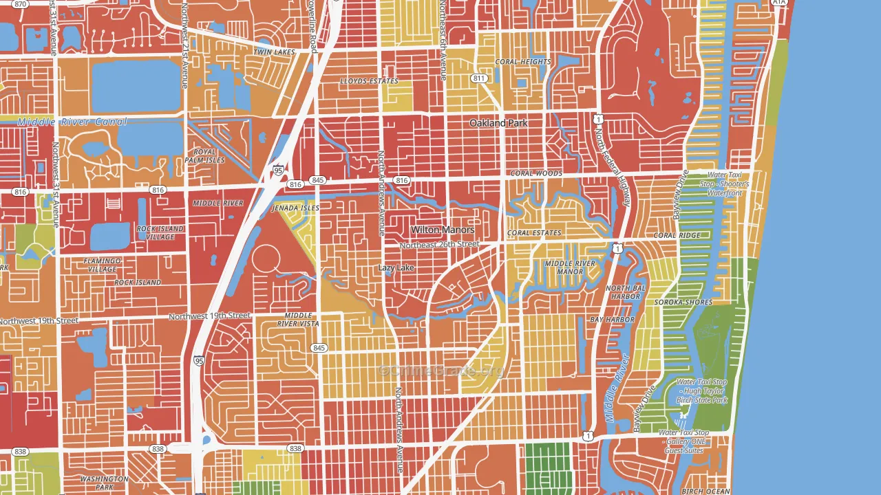 Wilton Manors, FL Map of Theft Rates
