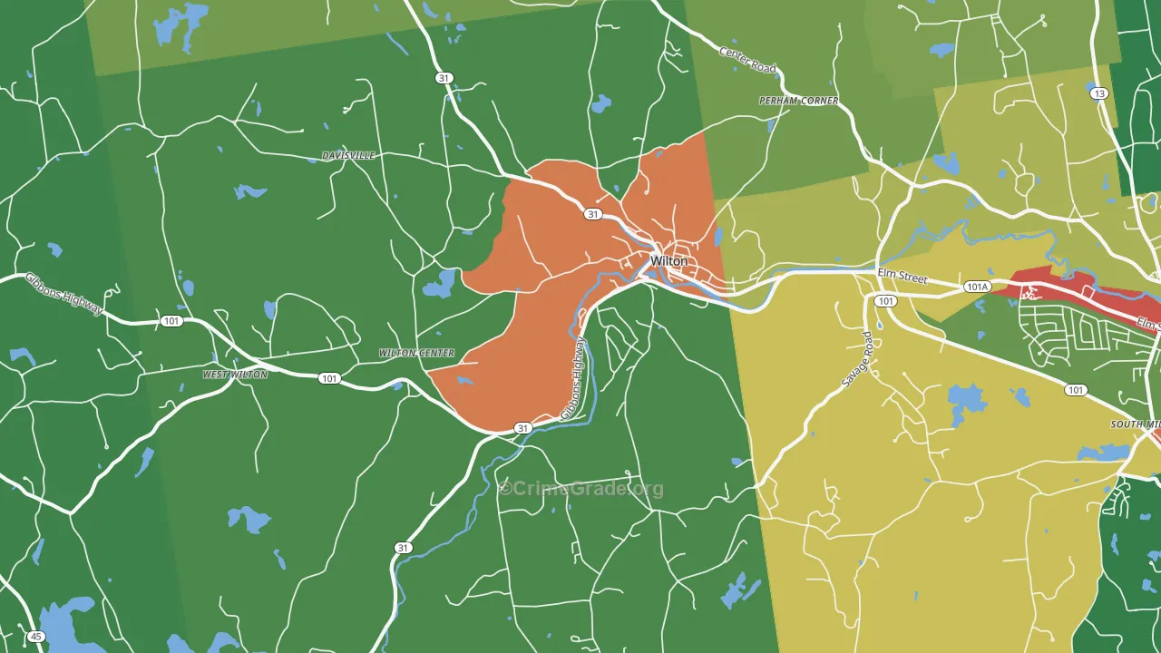 Wilton, NH Map of Theft Rates