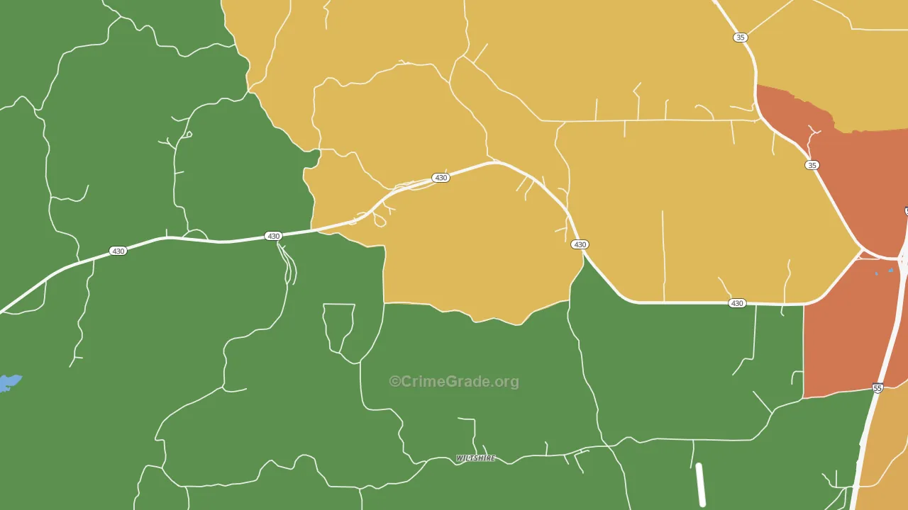 Wiltshire, MS Map of Theft Rates