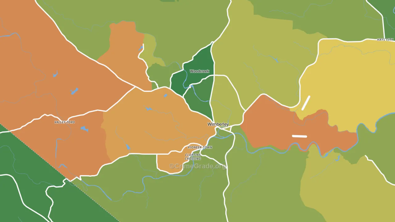Wimberley, TX Map of Theft Rates