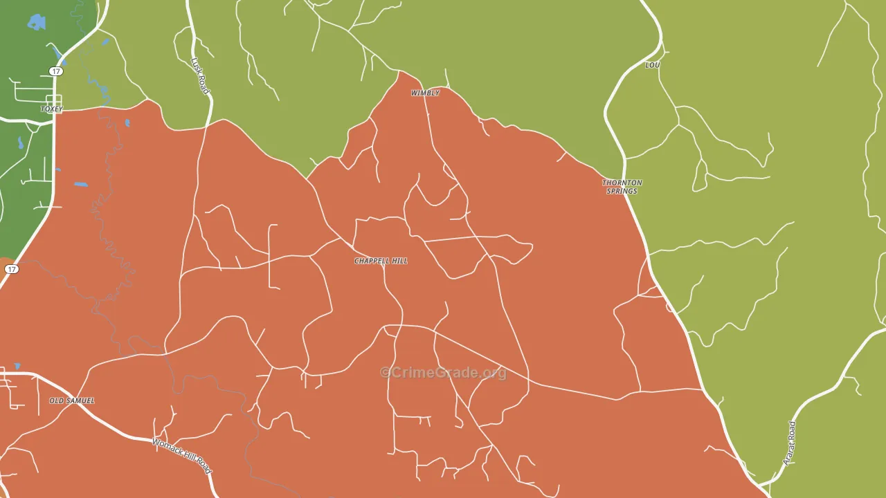 Wimberly, AL Map of Theft Rates