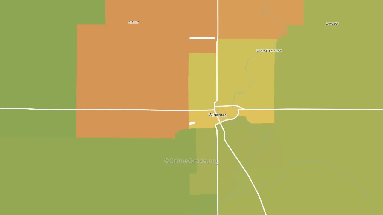 Winamac, IN Map of Theft Rates