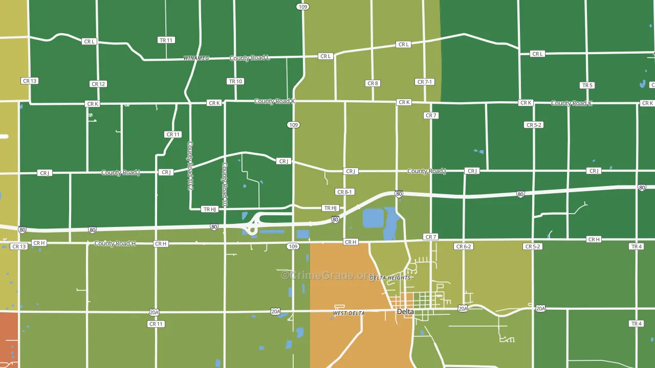 Winameg, OH Map of Theft Rates