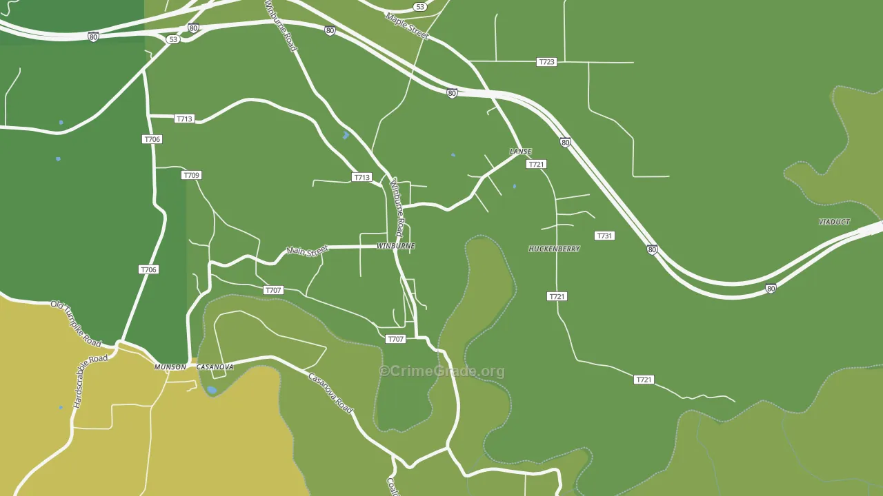 Winburne, PA Map of Theft Rates
