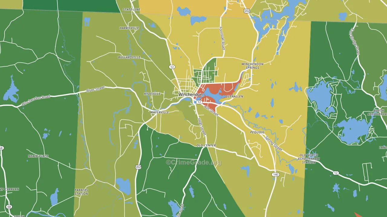 Winchendon, MA Map of Theft Rates